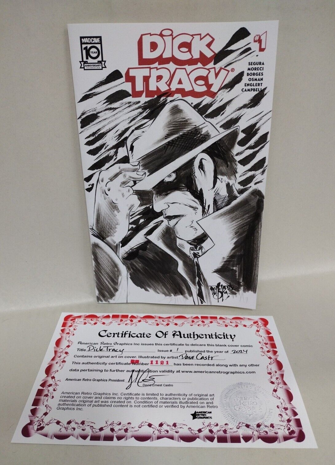 Dick Tracy #1 (2024) Mad Cave Comic Sketch Var Cover W Original Dave Castr Art