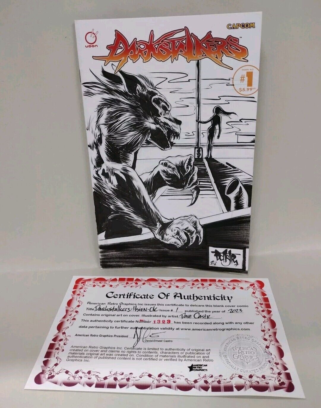 DARKSTALKERS HSIEN KO 1 Udon Capcom 2023 Sketch Cover Comic Original DCastr Art