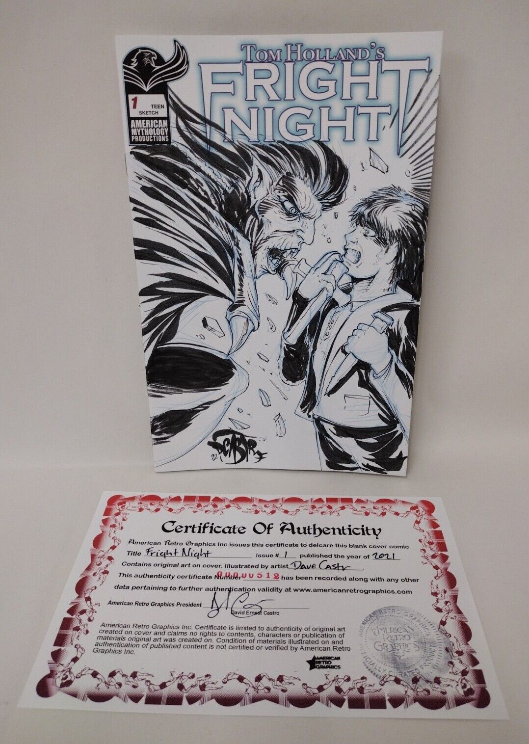 Tom Holland's Fright Night #1 Blank Cover Variant W Original Dave Castr Art COA