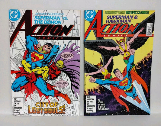 Action Comics (1987) Comic Lot #587 588 John Byrne Superman Demon Hawkman NM