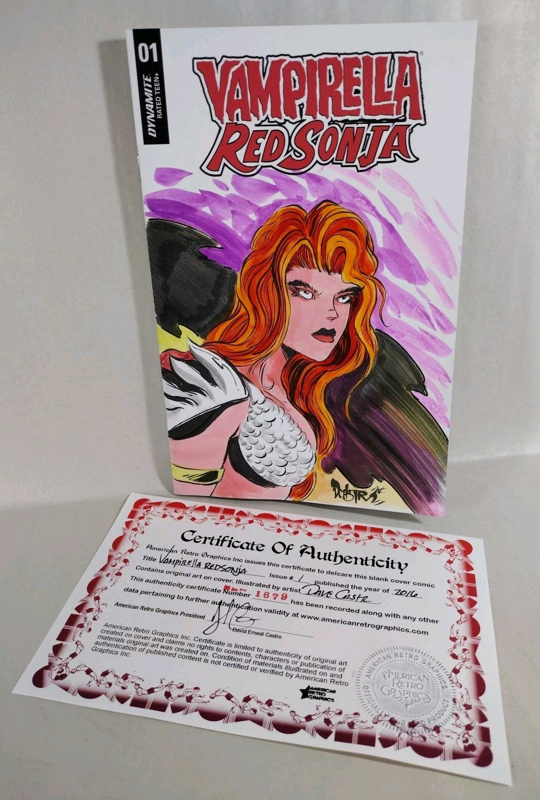 Vampirella Red Sonja #1 (2016) Blank Cover Comic W Original Dave Castr Art