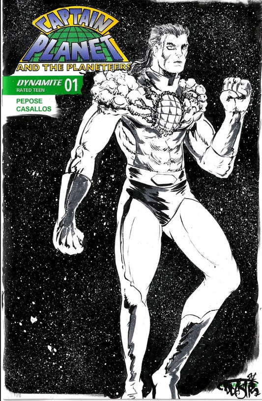 Captain Planet #1 (2025) Dynamite Comic Sketch Cover W Original Dave Castr Art