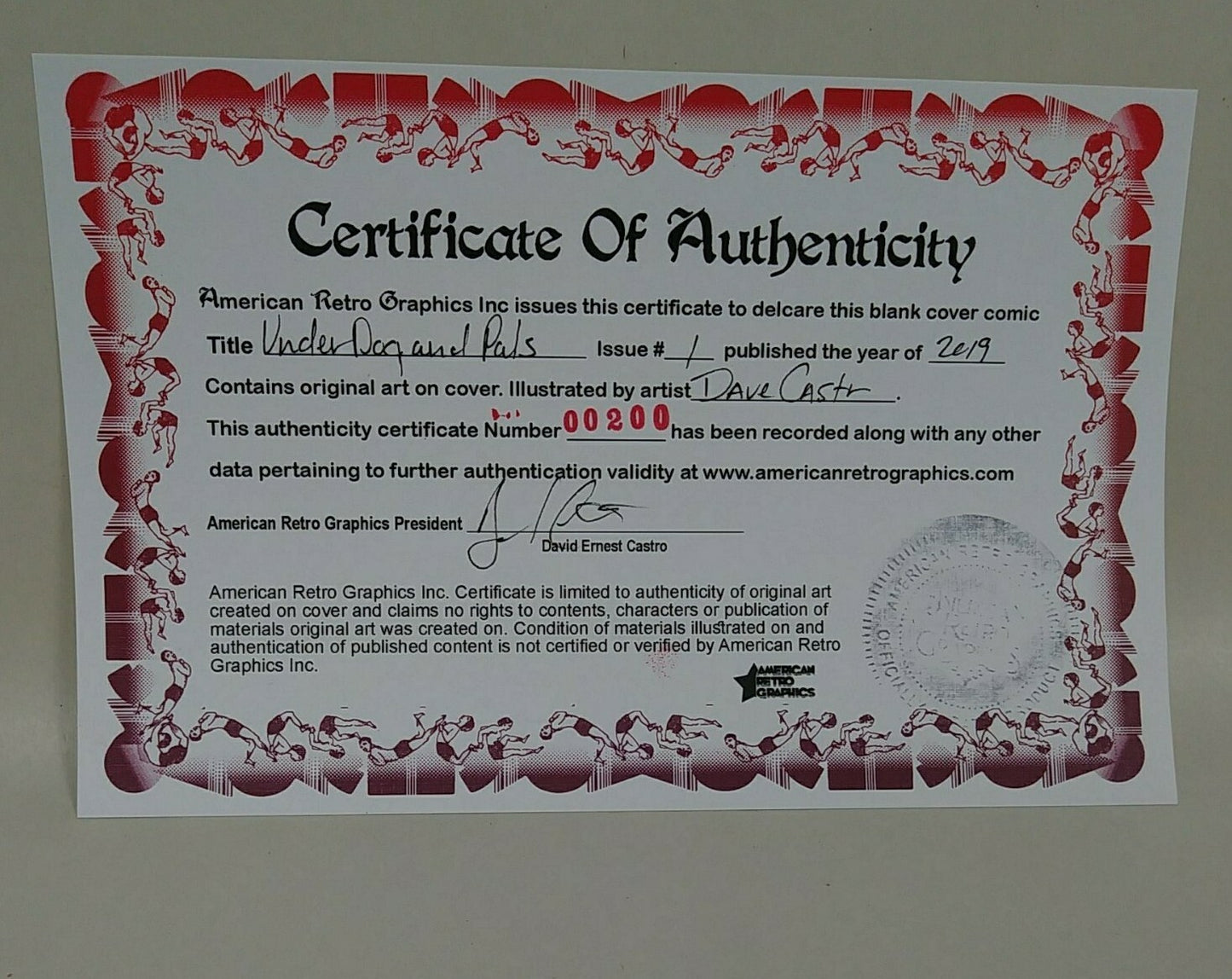 Under Dog and Pals #1 (2019) Sketch Cover Variant Comic W Original DCastr Art