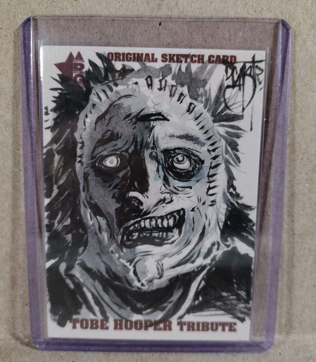 Tobe Hooper Tribute Sketch Card 2022 ARG W Original Dave Castr Leather Face Art