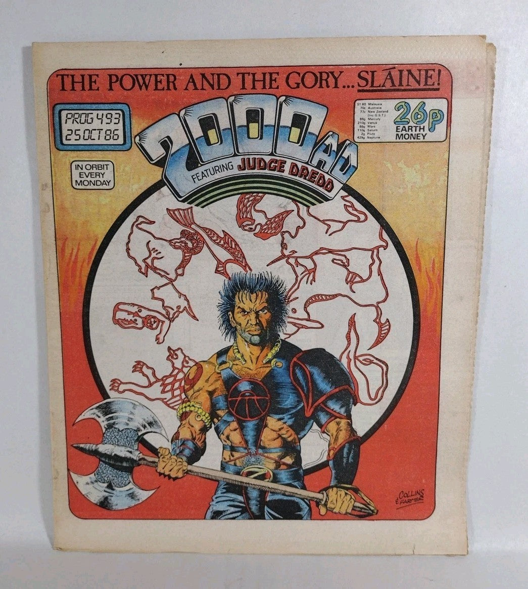 2000ad (1986) Prog 493 Judge Dredd Slaine Strontium Dog Uk Newsprint Comic