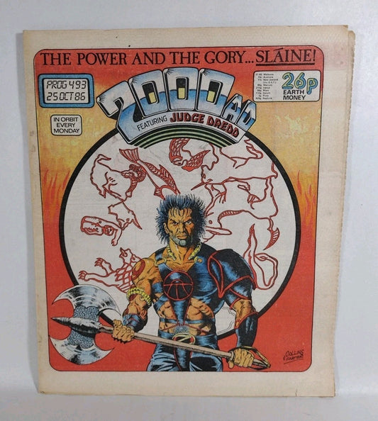 2000ad (1986) Prog 493 Judge Dredd Slaine Strontium Dog Uk Newsprint Comic