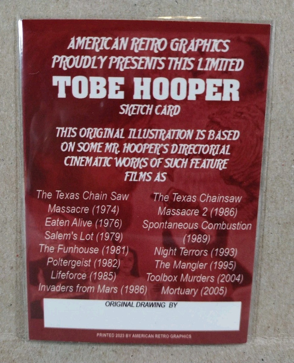 Tobe Hooper Tribute Sketch Card 2022 ARG W Original Dave Castr Leather Face Art