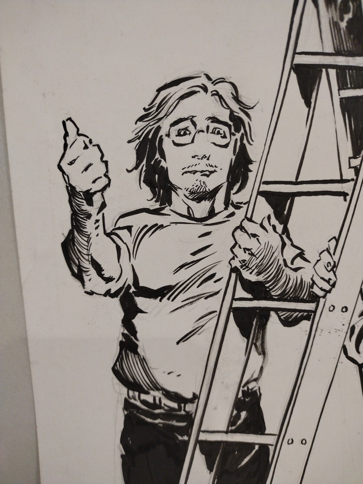 Tim Vigil Original Inked Illustration 3 Figure Character 11 X 17 Signed