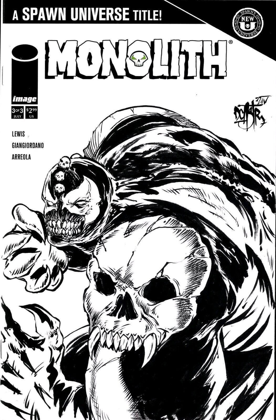 Monolith #3 (2024) Image Spawn Comic Sketch Cover Variant W Original DCastr Art