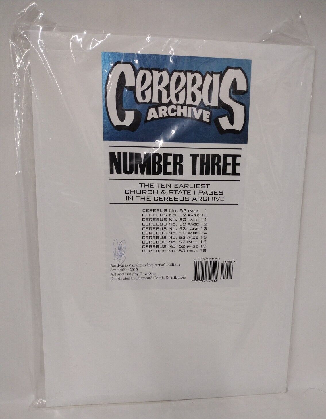 CEREBUS ARCHIVE (2014) Print Set 1 2 3 Artist Ed Portfolio Dave Sim Signed New