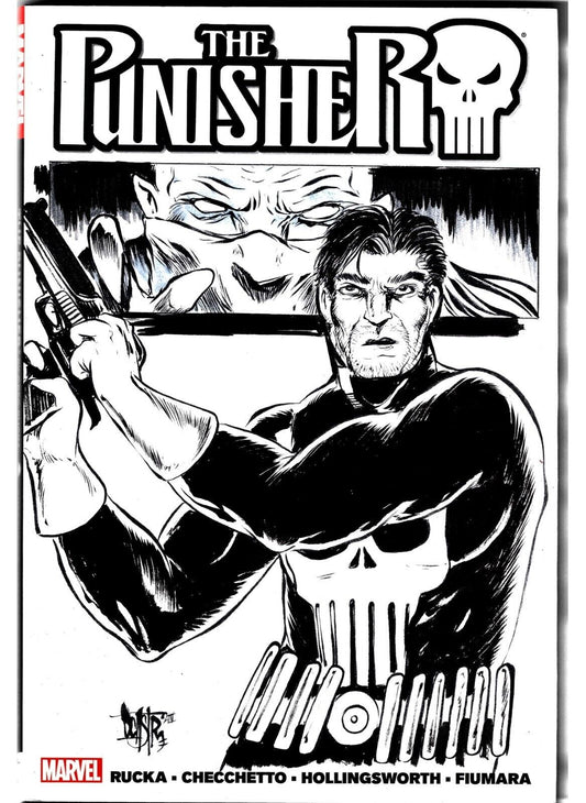 Punisher By Rucka (2012) Marvel HC W Original DCastr Art On Sketch DJ Variant