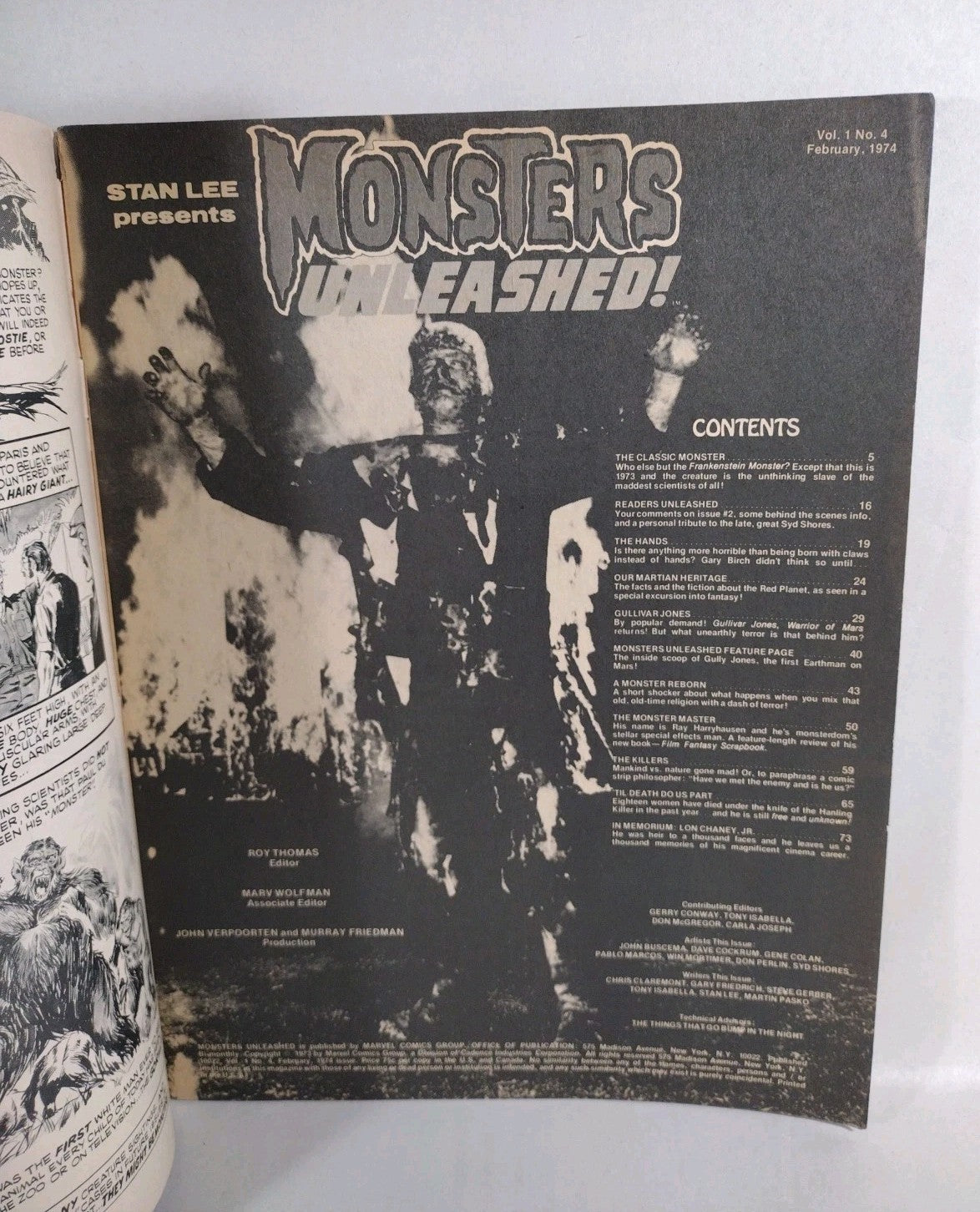 Monsters Unleashed Magazine #4 (1974) Marvel Curtis Werewolf Horror Reader Copy