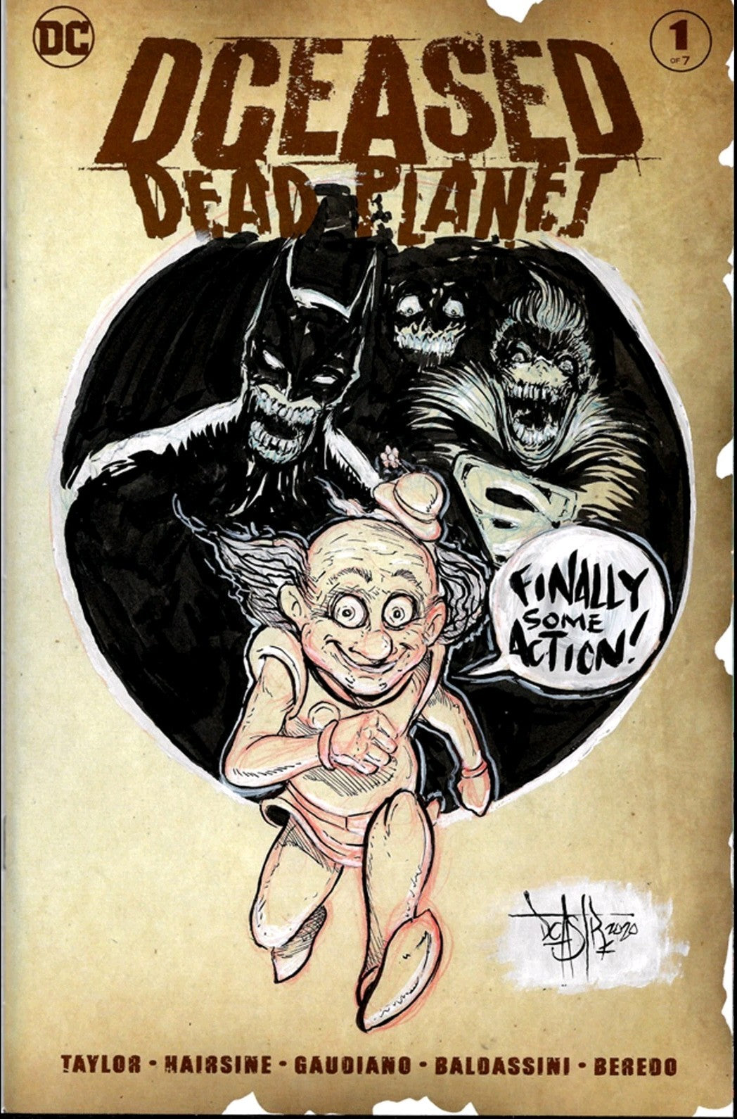 DCeased Dead Planet 1 (2020) DC Comic Sketch Cover Variant w Original Art DCastr