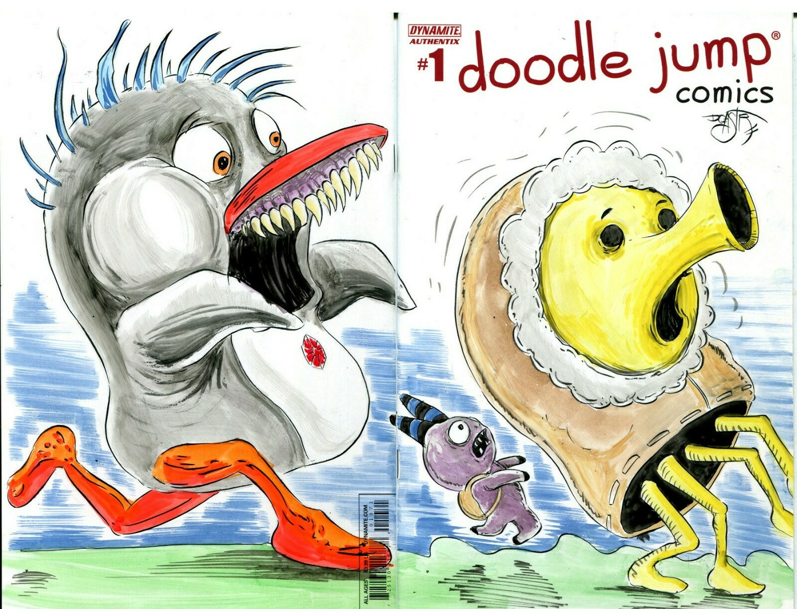 Doodle Jump Comics 1 Keenspot 2014 Sketch Cover Comic W Original Dave Castr Art