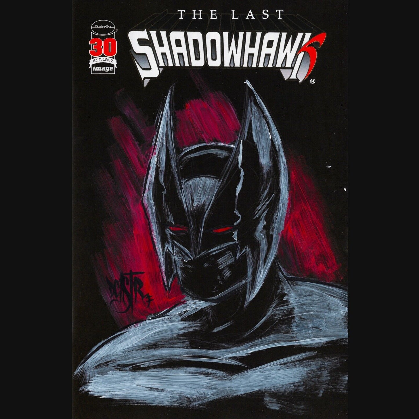 THE LAST SHADOWHAWK BLACK BLANK COVER SKETCH VARIANT W ORIGINAL ART DCASTR ARG