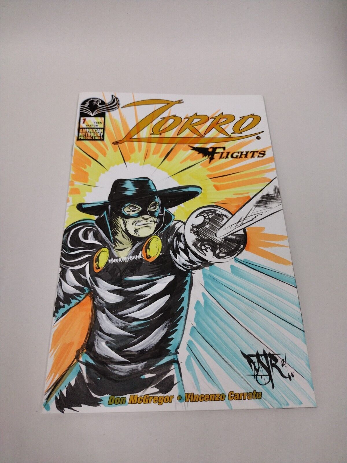 Zorro Flights #1 Blank Cover Variant Original DCastr Art COA