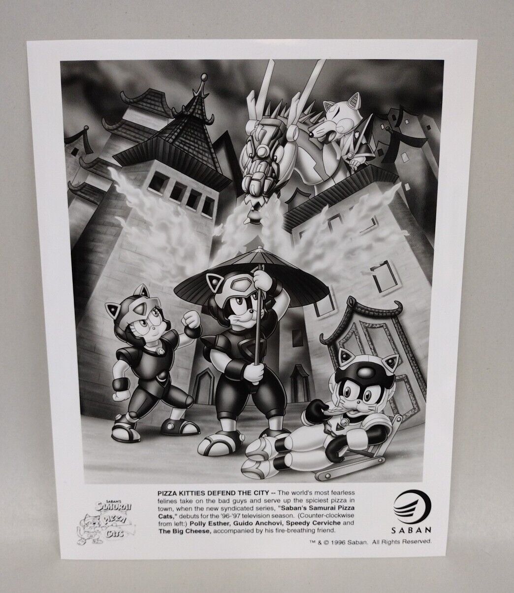 Saban's Samurai Pizza Cats (1996) 8 X 10 BW Glossy Photo Print Set Lot Of 4