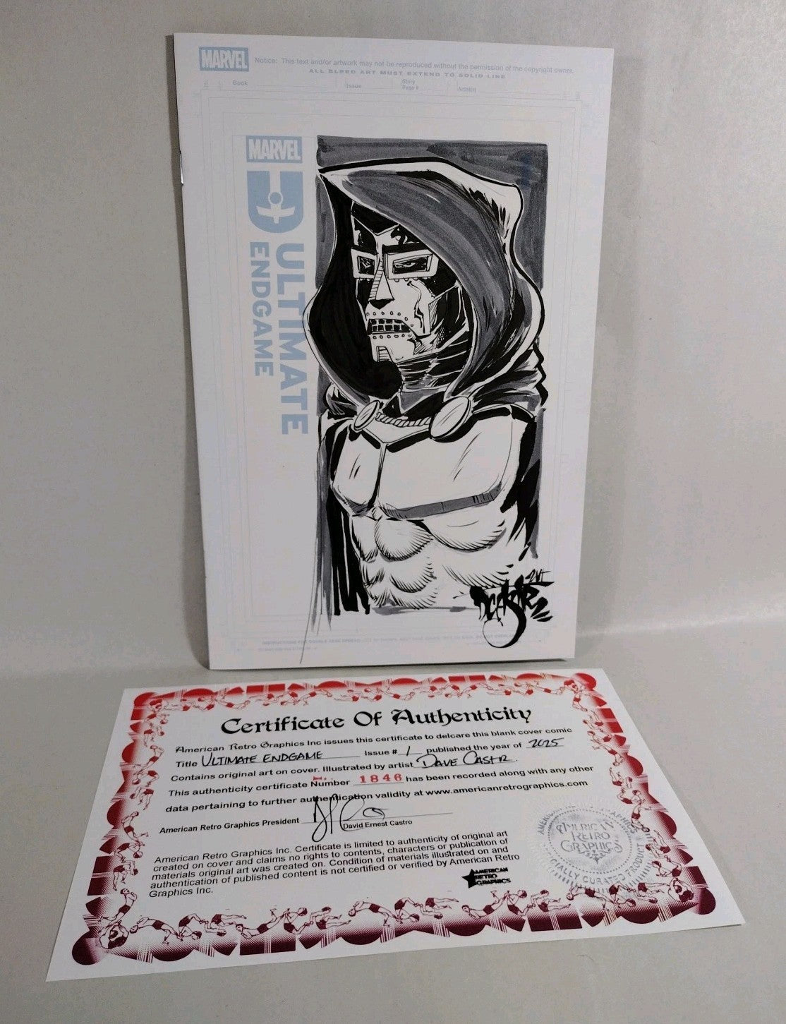 Ultimate Endgame #1 (2025) Marvel Comic Sketch Cover W Original DCastr Doom Art