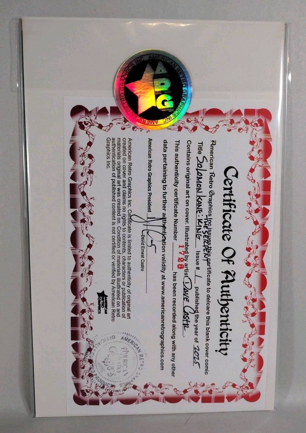 Solomon Kane #1 (2025) Titan Sketch Cover Var Comic w Original Dave Castr Art