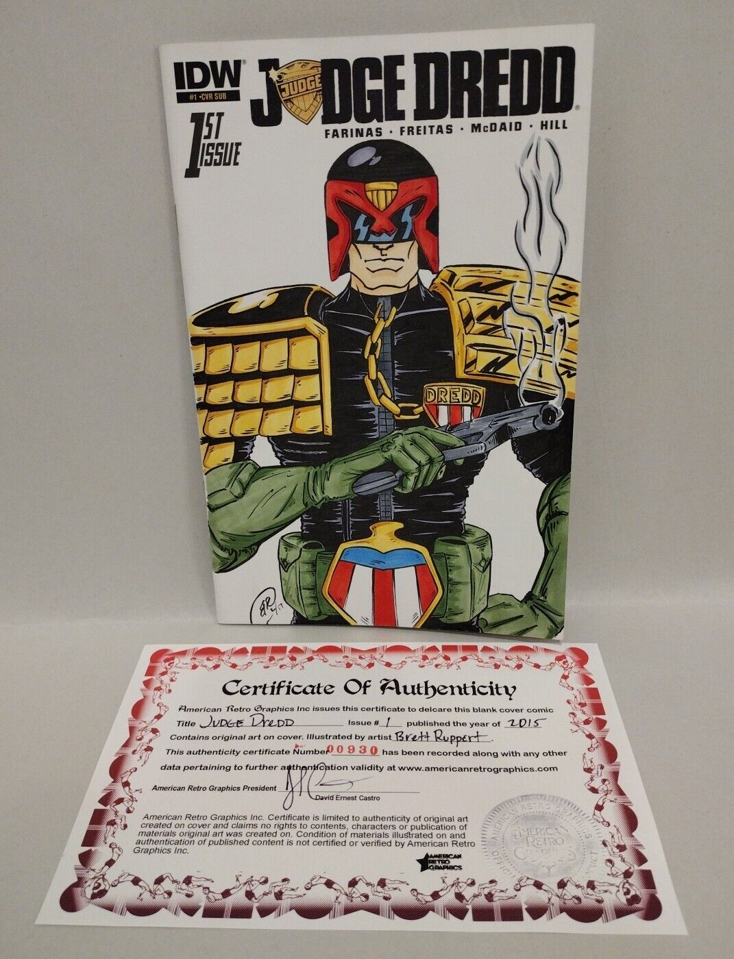 JUDGE DREDD #1 (2015) Sketch Variant Cover Comic W Original Brett Ruppert Art