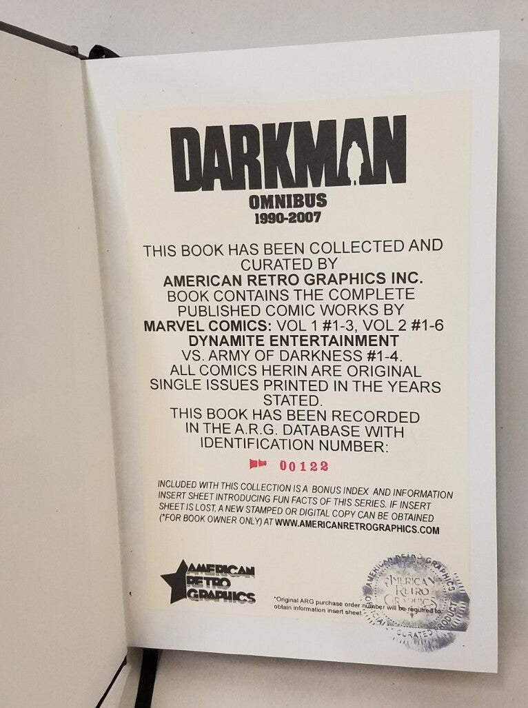 Darkman Omnibus (1990-2007) Custom Bound Comic Hardcover ARG COA 122 Joe Jusko