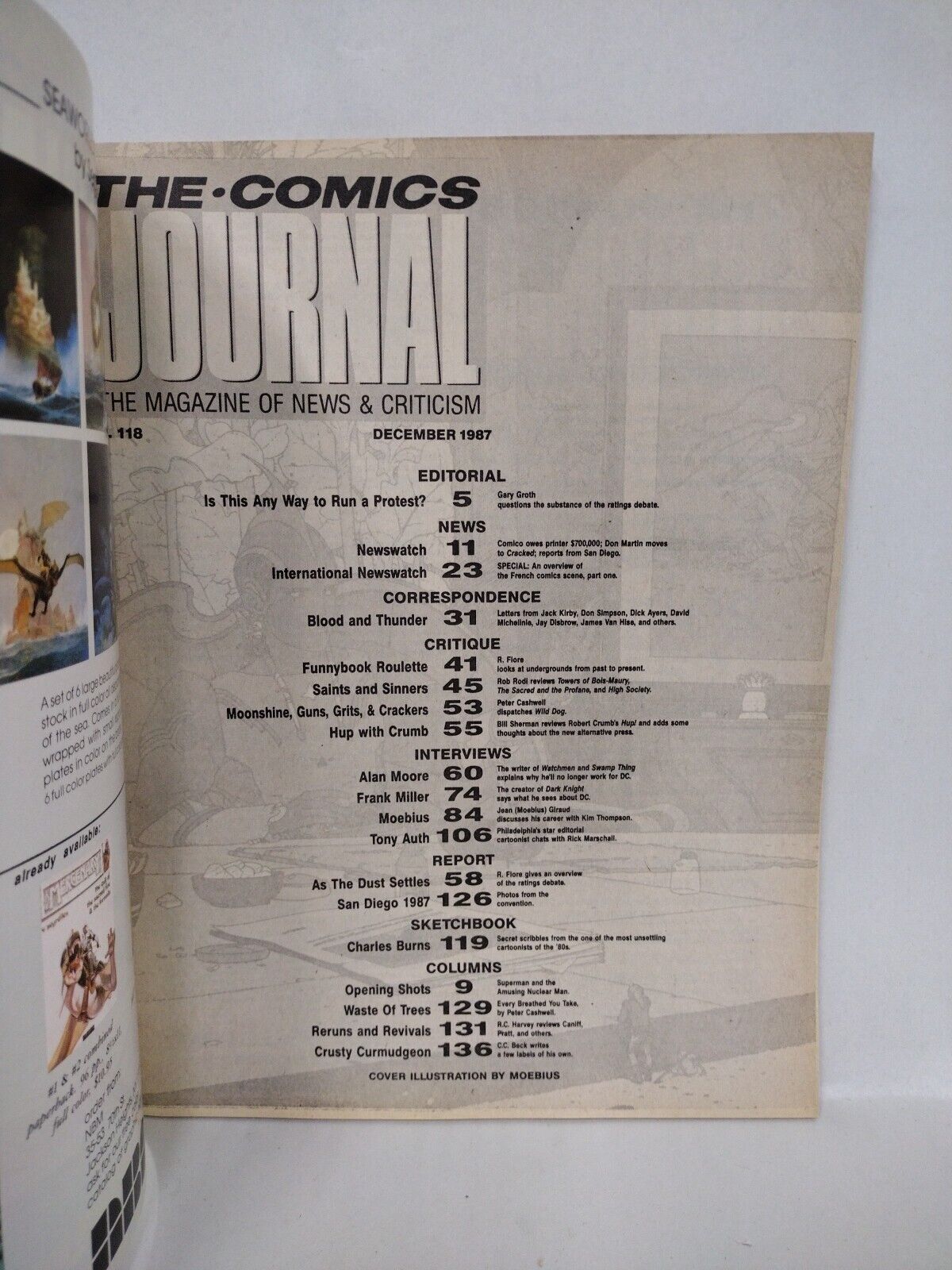 Comics Journal Magazine #118 (1987) Alan Moore Frank Miller Moebius Interviews