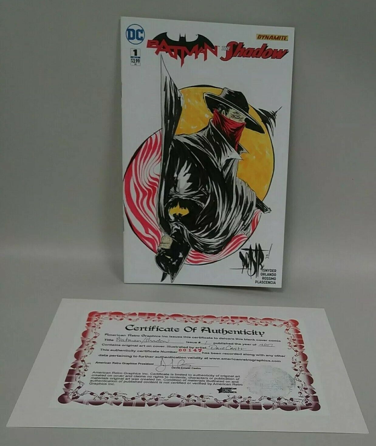 Batman The Shadow (2017) #1 Sketch Cover Variant Comic W Original Dave Castr Art