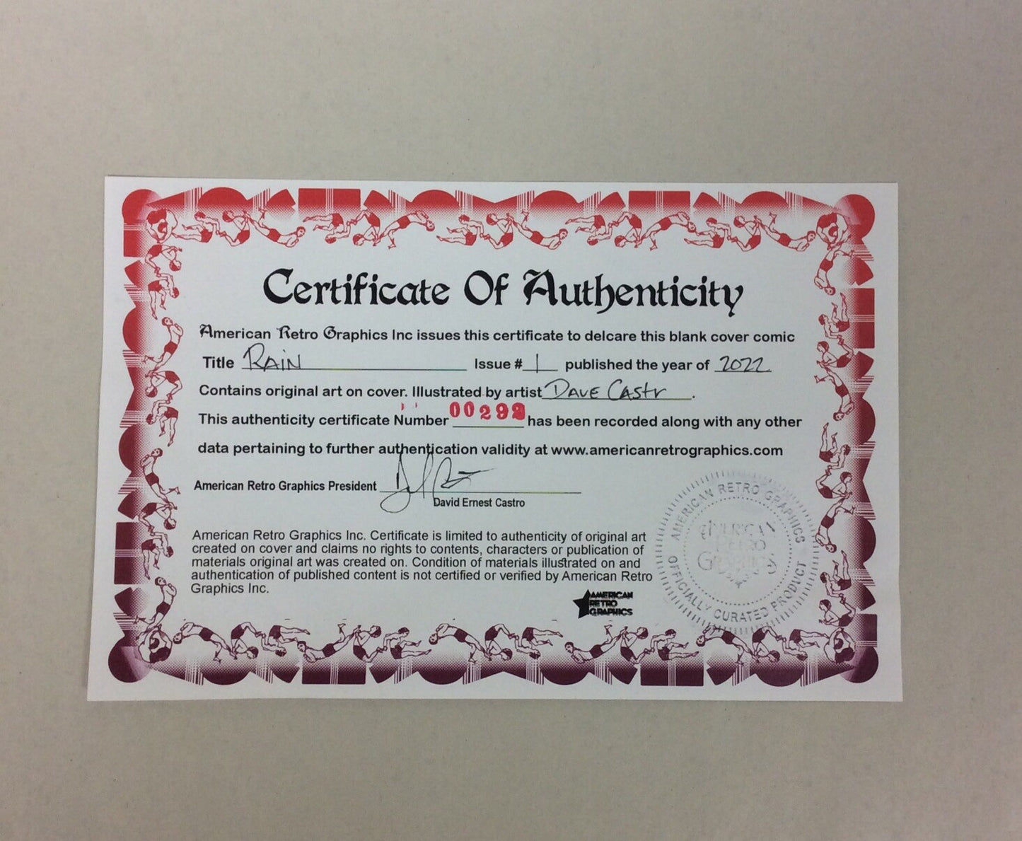 Rain #1 (2022) Image Sketch Cover Variant Comic W Original Art Dave Castr Art