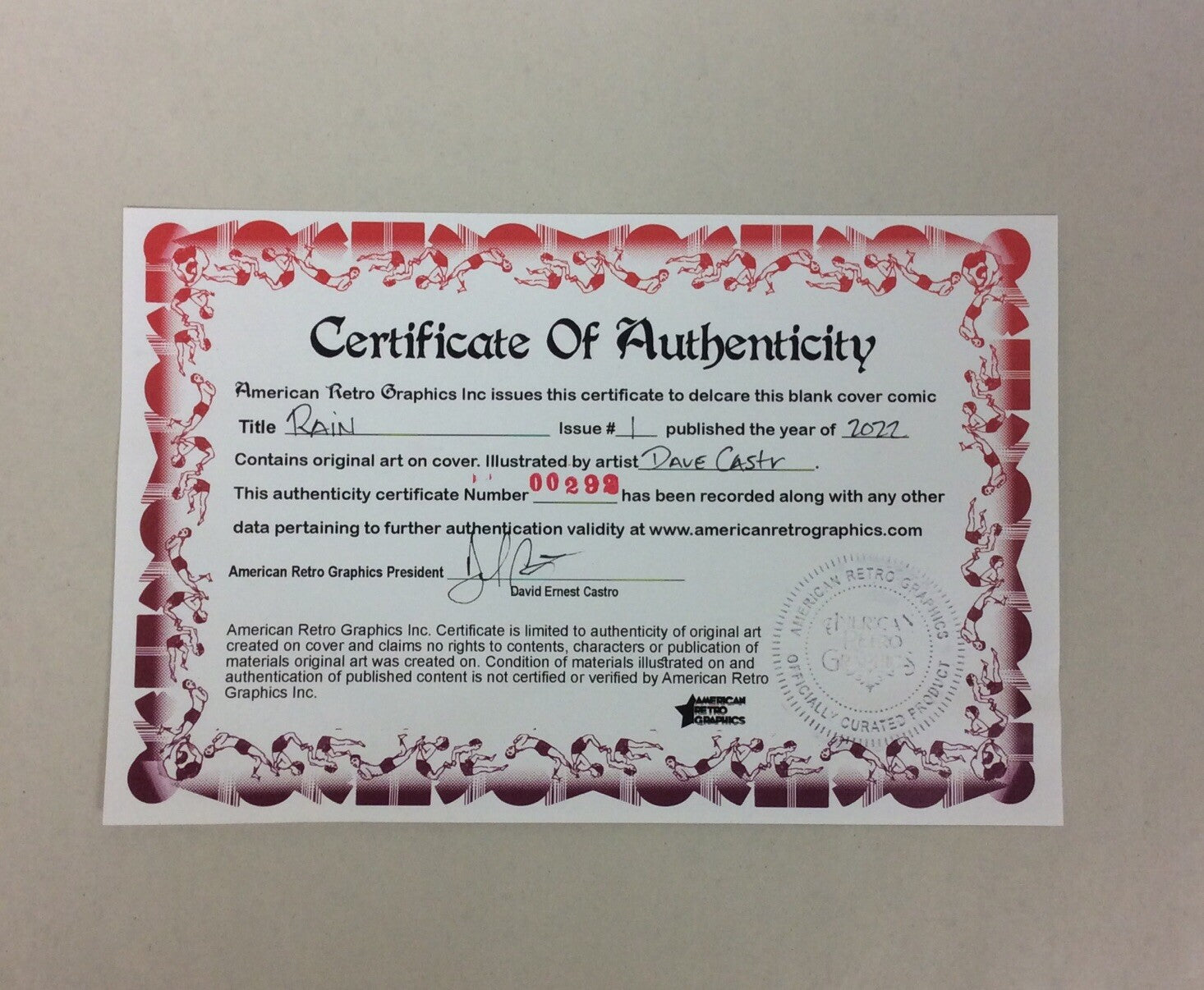 Rain #1 (2022) Image Sketch Cover Variant Comic W Original Art Dave Castr Art