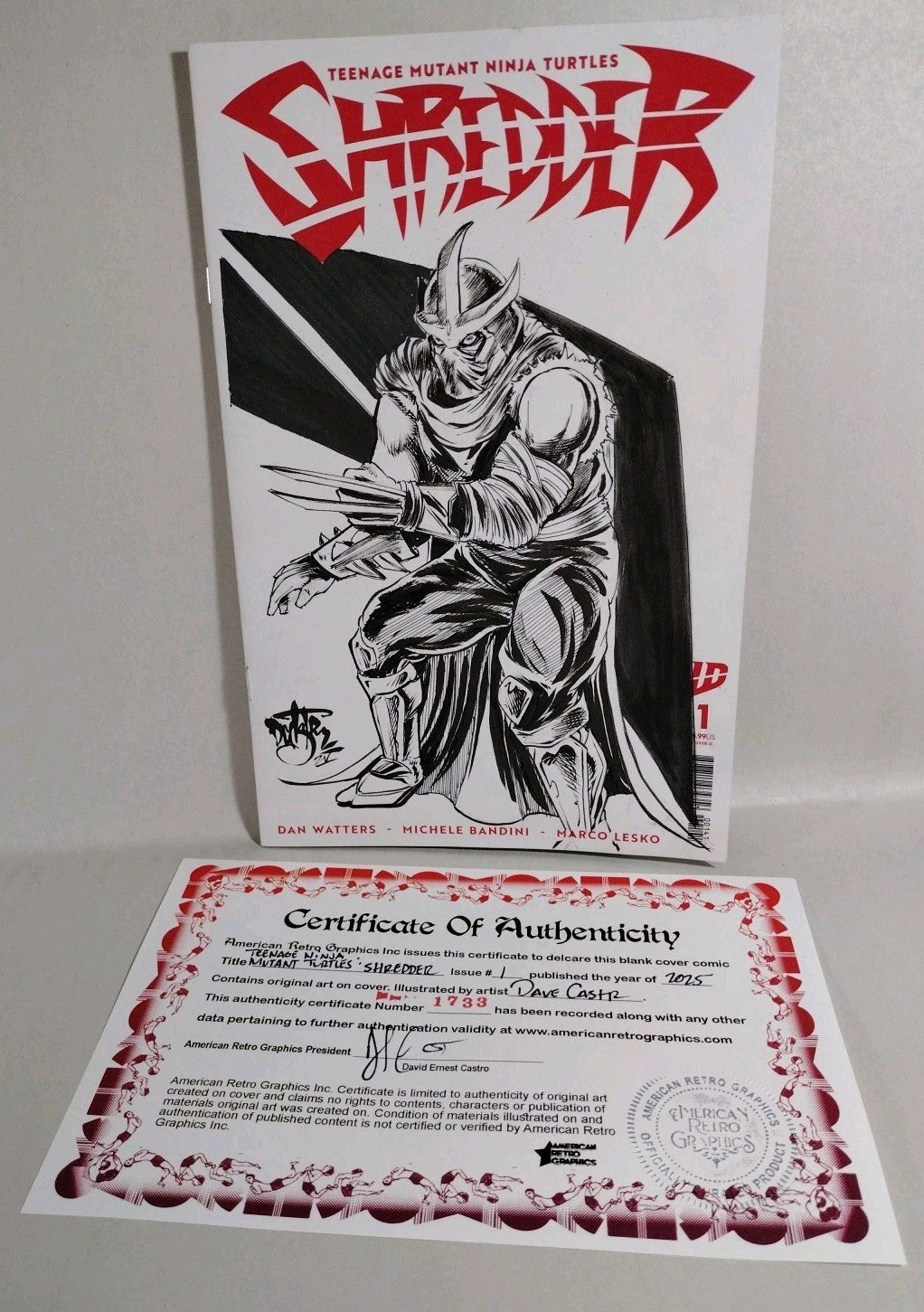 TMNT Shredder #1 (2025) IDW Comic Sketch Cover Variant W Original Dave Castr Art