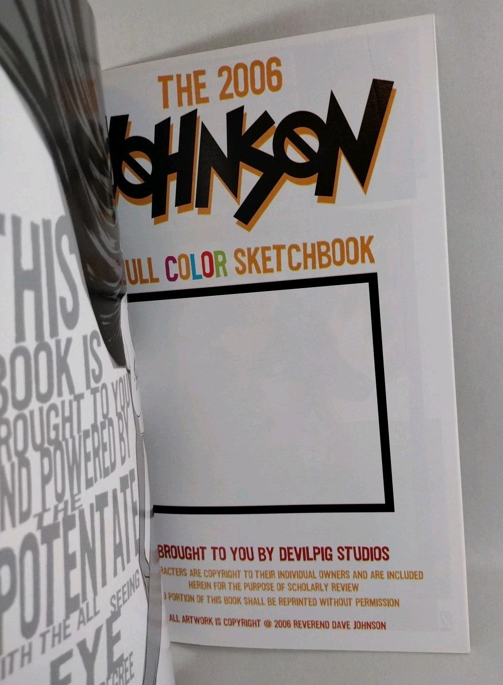 Dave Johnson 2006 Sketchbook TPB New Unread Boom! Devilpig Studios