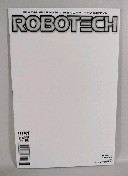 Robotech #13 (2018) Titan Comic Blank Sketch Variant Cover NM
