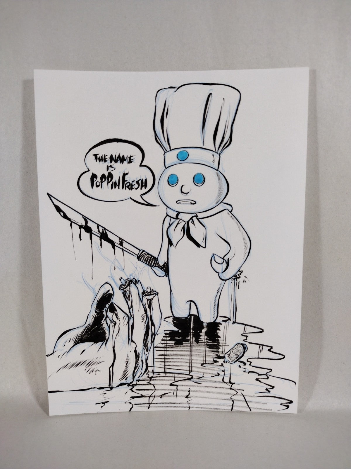 Poppin Fresh (2023) Dave Castr Original 6 X 8" Dough Boy Inked Art With ARG COA