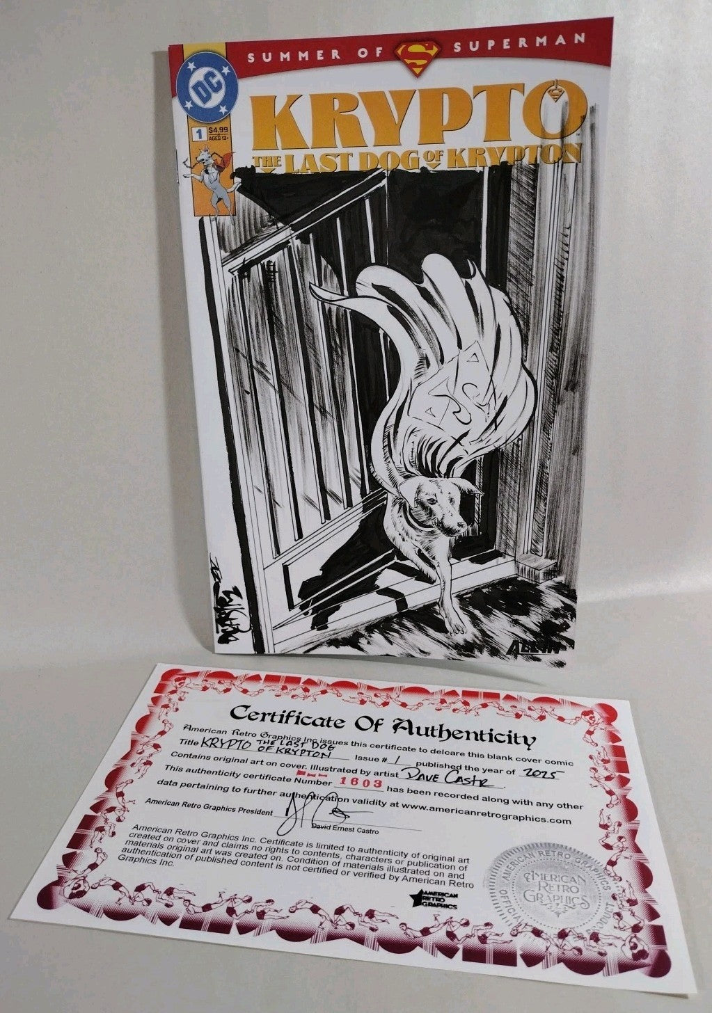 Krypto LDOK #1 (2025) DC Sketch Variant Cover Comic W Original Dave Castr Art