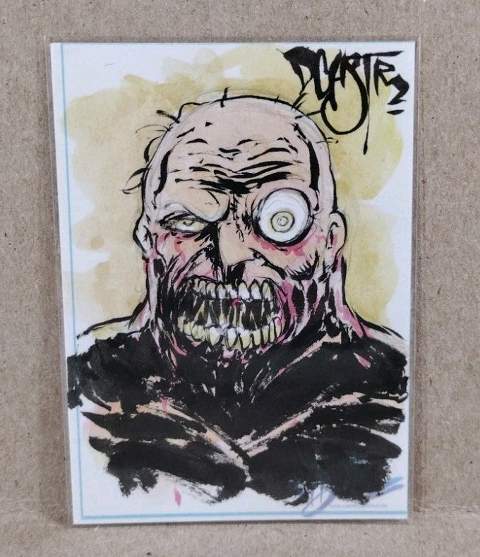 Dave Castr Crusin (2025) OAC Sketch Card W Original Big Eye Zombie Horror Art