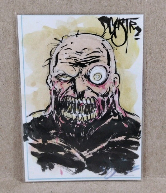 Dave Castr Crusin (2025) OAC Sketch Card W Original Big Eye Zombie Horror Art