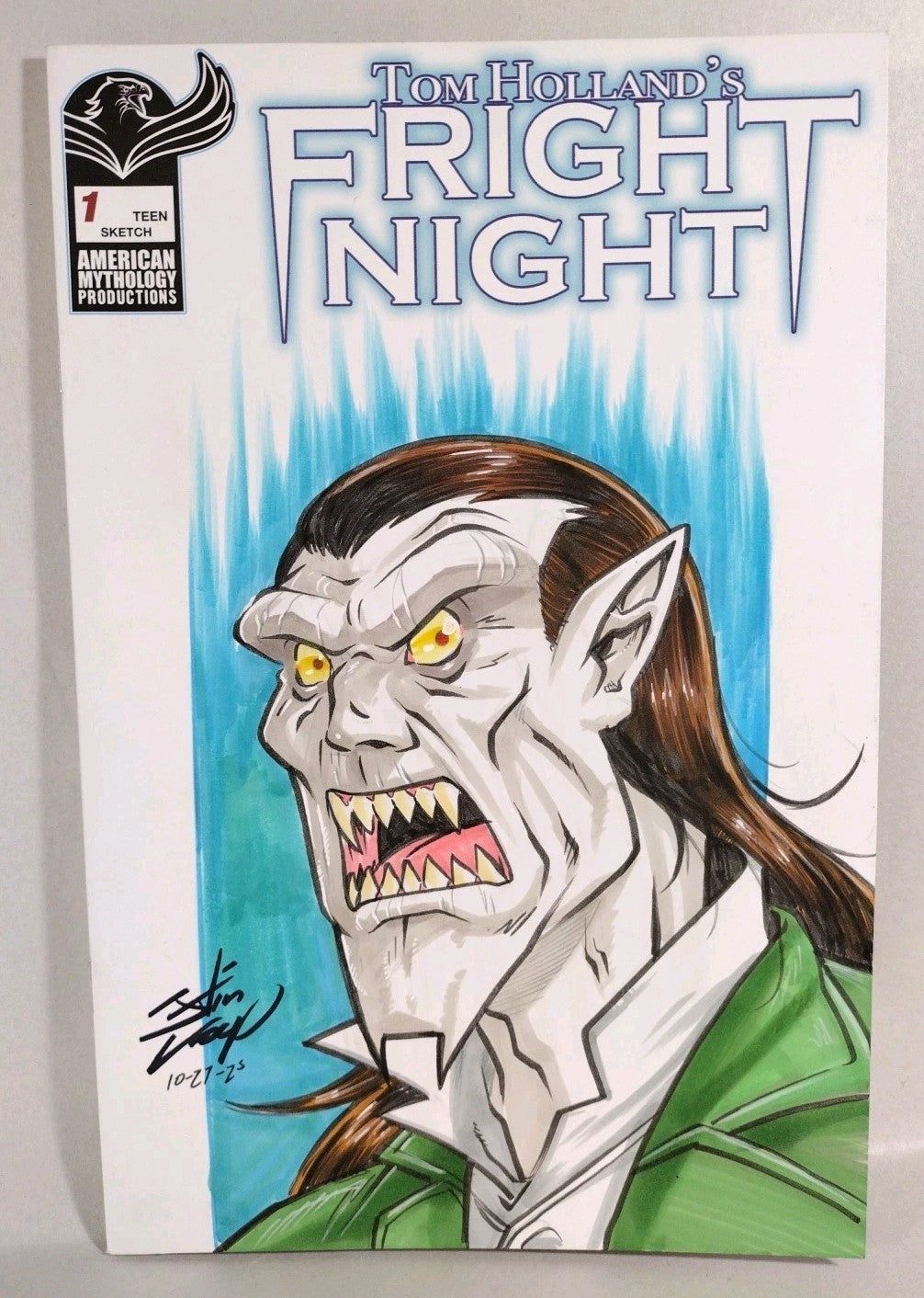 Tom Holland Fright Night 1 (2021) Sketch Cover Variant W Original Jevin Loop Art