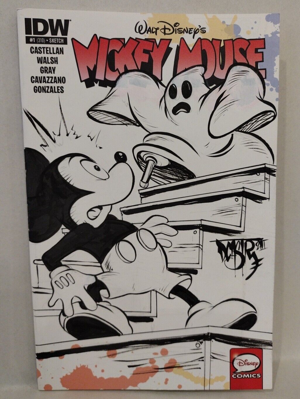 Walt Disney's Mickey Mouse #1 (2015) IDW Blank Sketch Comic Cover w Original Art