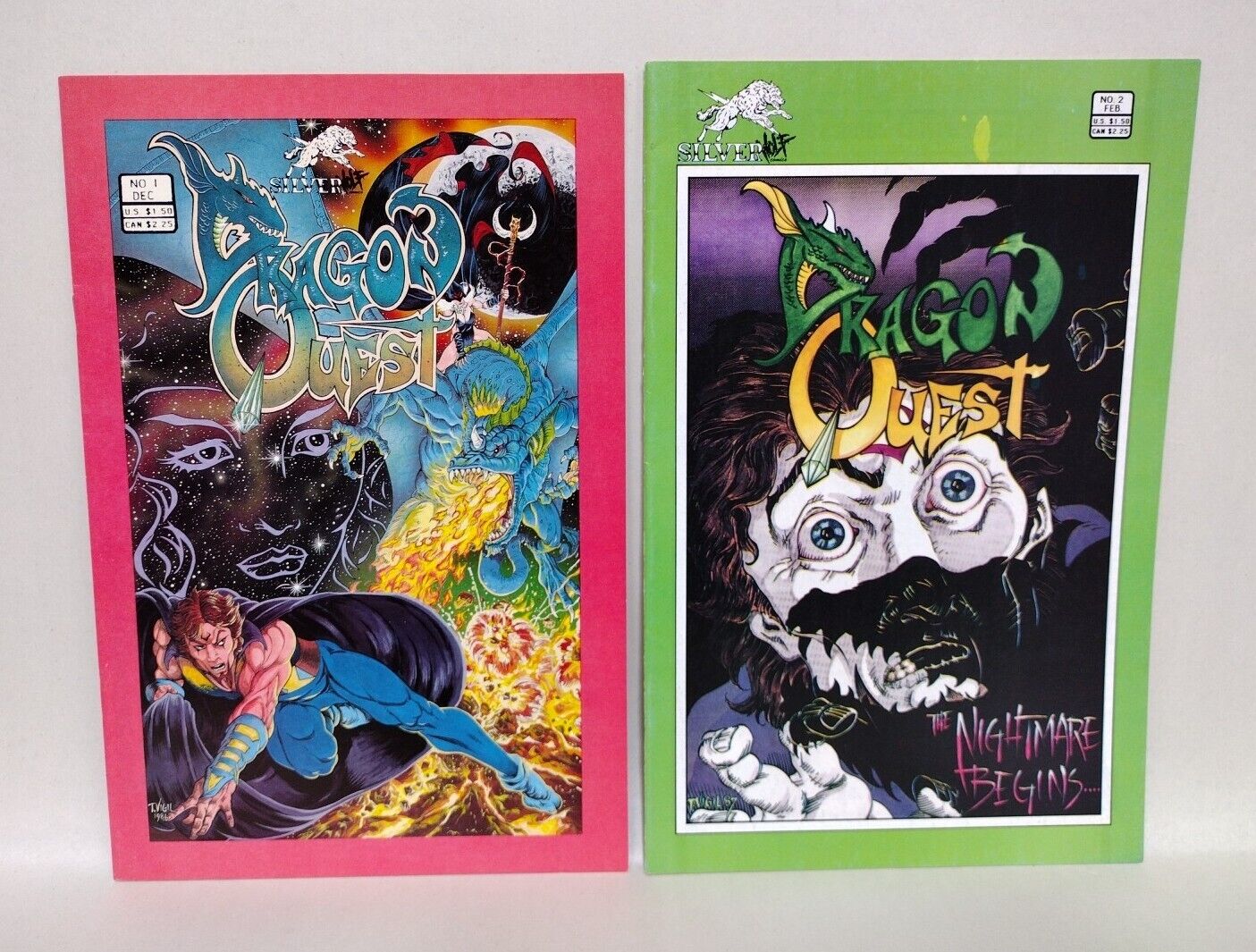 Dragon Quest (1986) #1 & 2 Complete Silverwolf Comic Set Tim Vigil Art