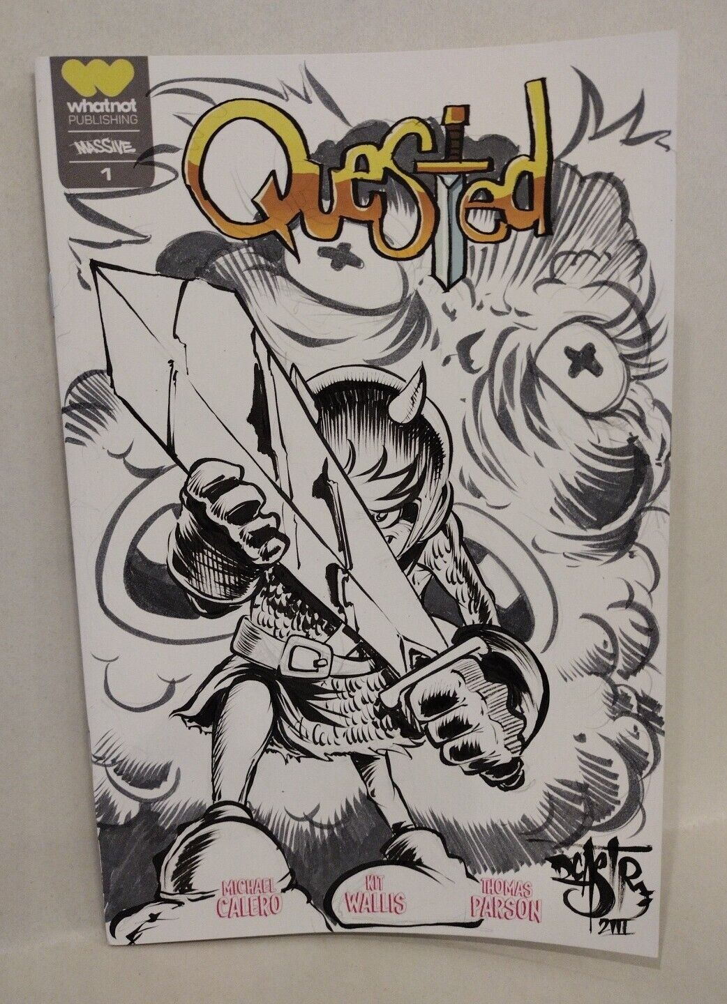 QUESTED 1 (2022) Whatnot Blank Sketch Cover Comic W Original JINX Dave Castr Art