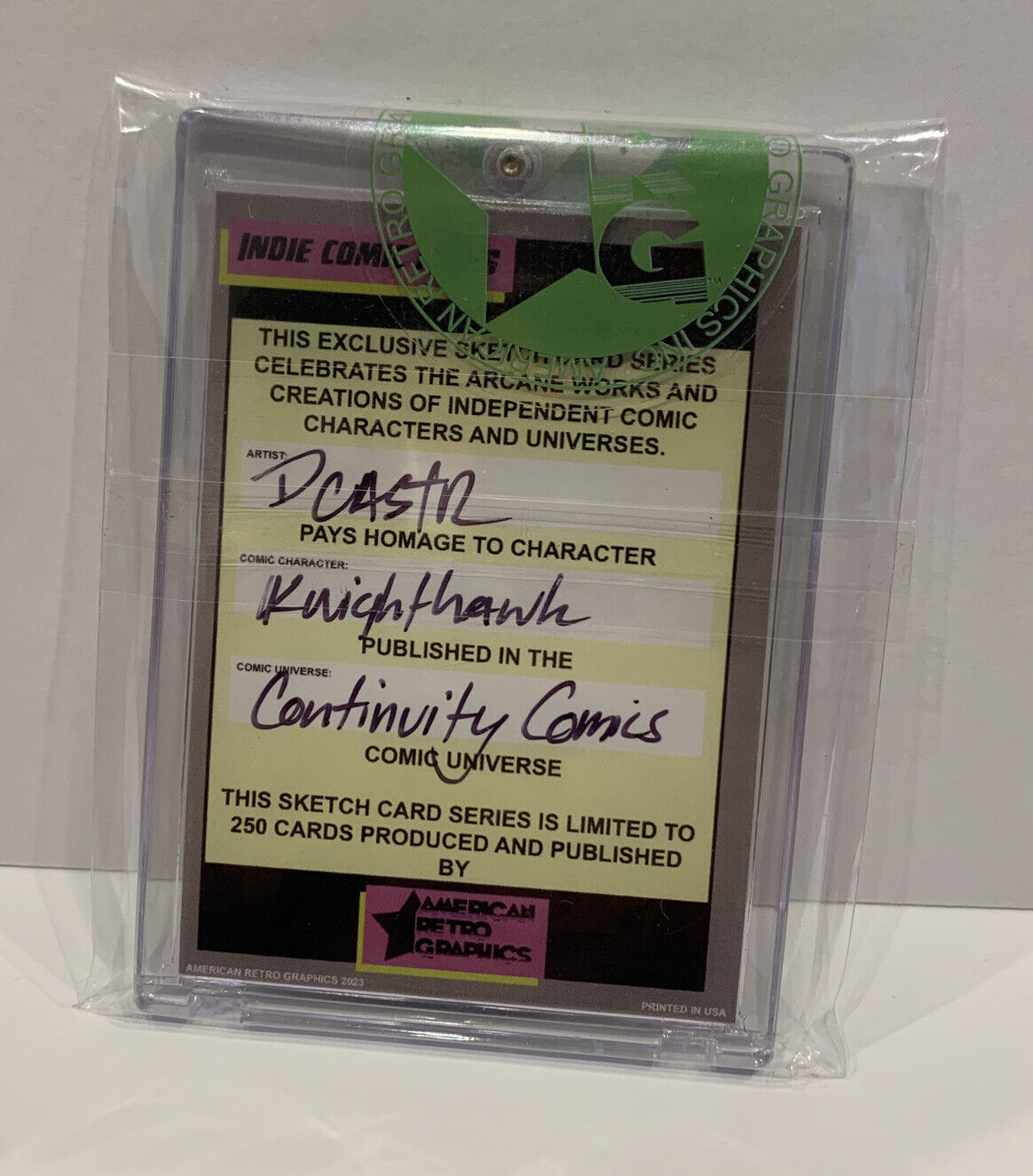 Indie Comic Icons Sketch Card w Original Knighthawk Art DCastr (2023) ARG Sealed