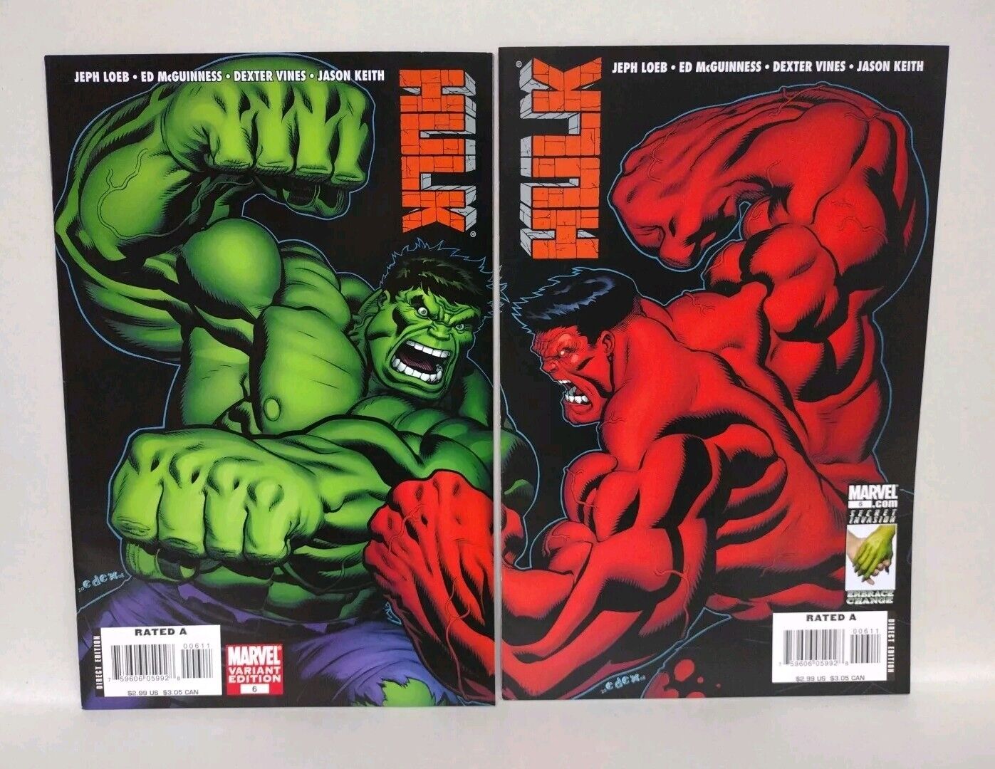 Hulk #6 (2008) Marvel Red and Green Variant Ed McGuiness Connecting Covers NM