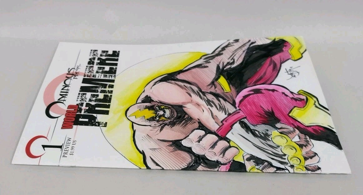 Ominous Press World Premiere #1 Sketch Cover Variant Comic W Original DCastr Art