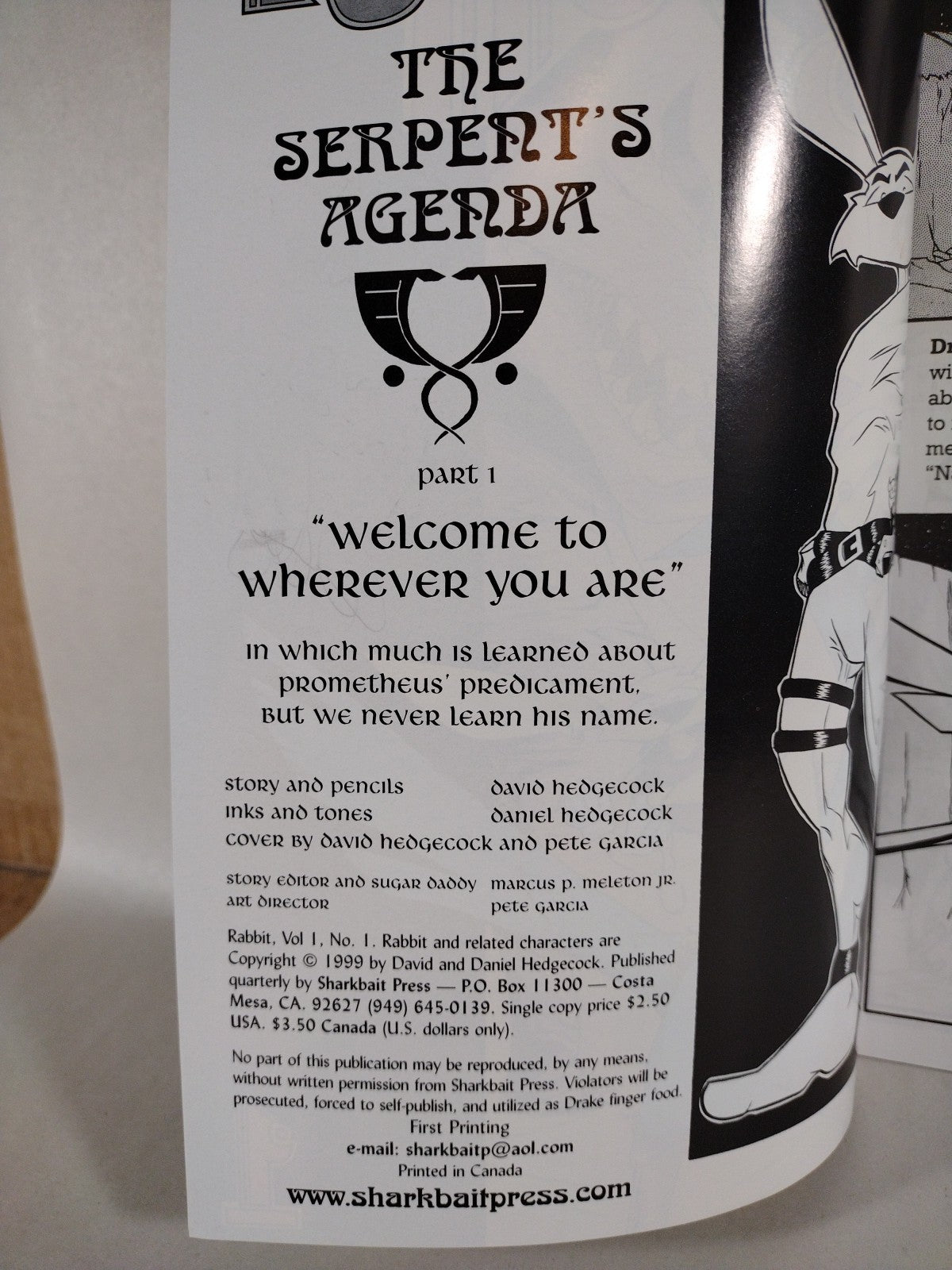 Rabbit #1 + Ashcan (1999) Sharkbait Press Comic Signed David Daniel Hedgecock