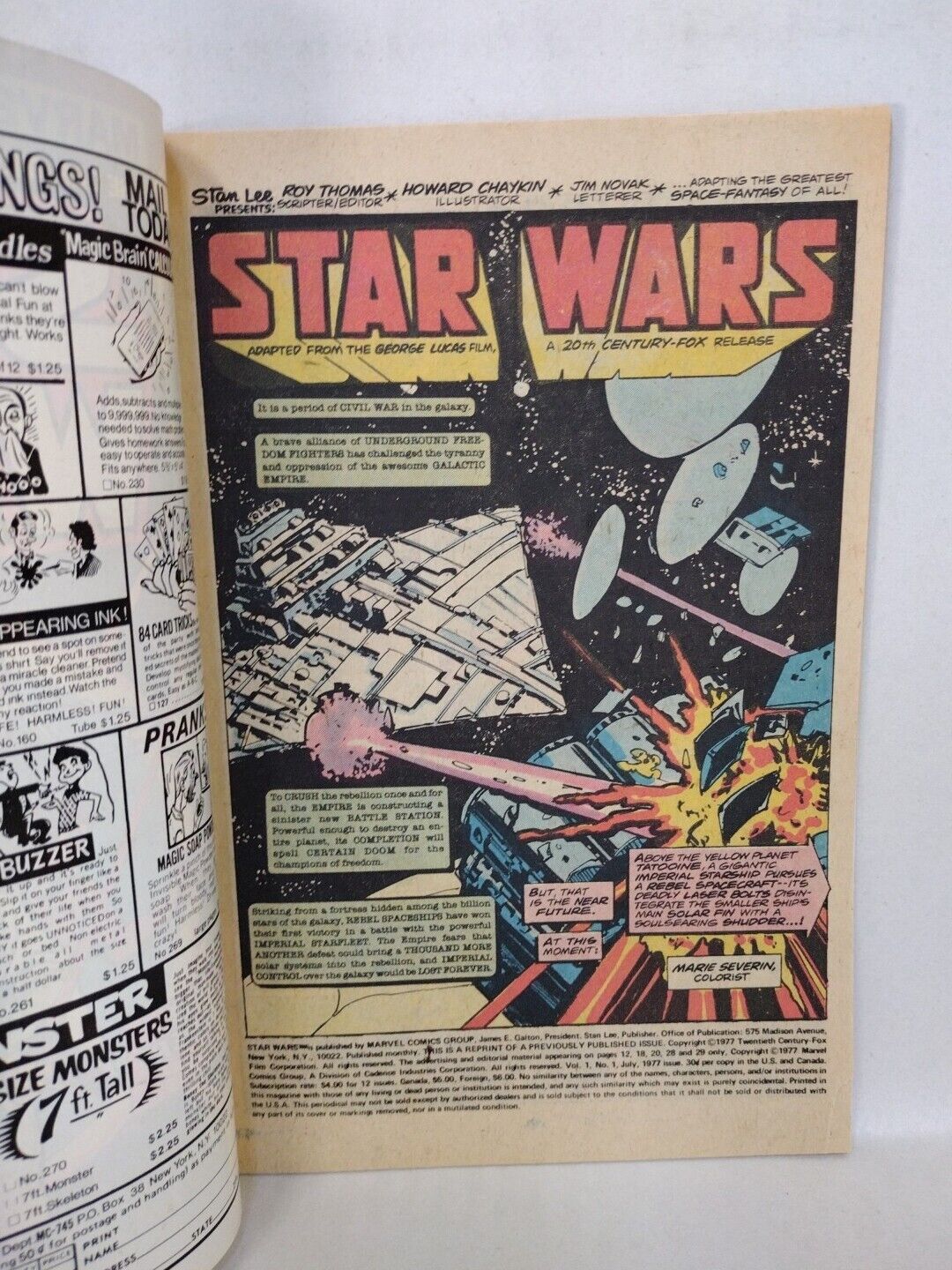 Star Wars #1 (1977) Marvel Comic Whitman 35 Cent Diamond 1st Darth Vader