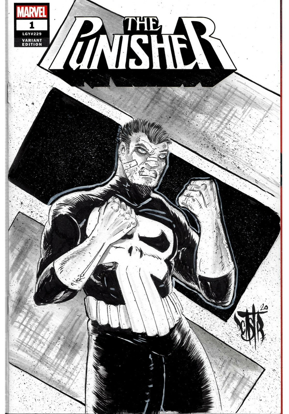Punisher #1 (2018) Marvel Sketch Cover Variant Comic W Original Dave Castr Art