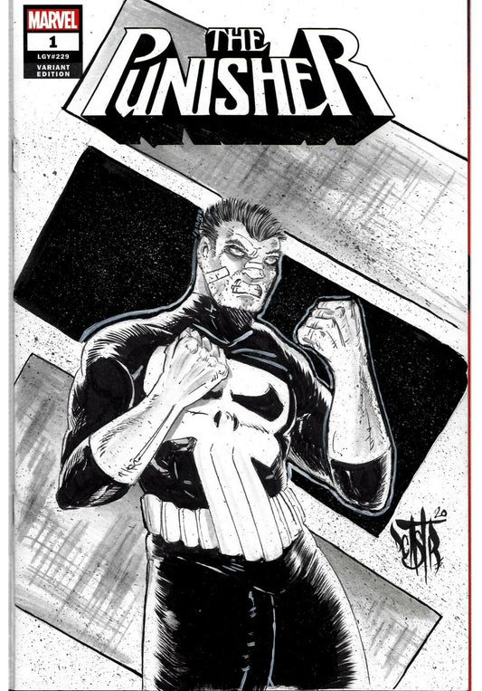 Punisher #1 (2018) Marvel Sketch Cover Variant Comic W Original Dave Castr Art