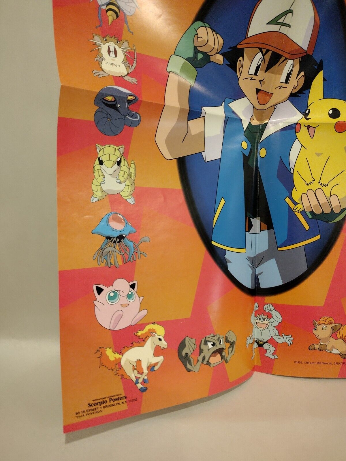 POKEMON Gotta catch 'em all! Ash Pikachu 16 X 20" (1999) Scorpio Poster Folded