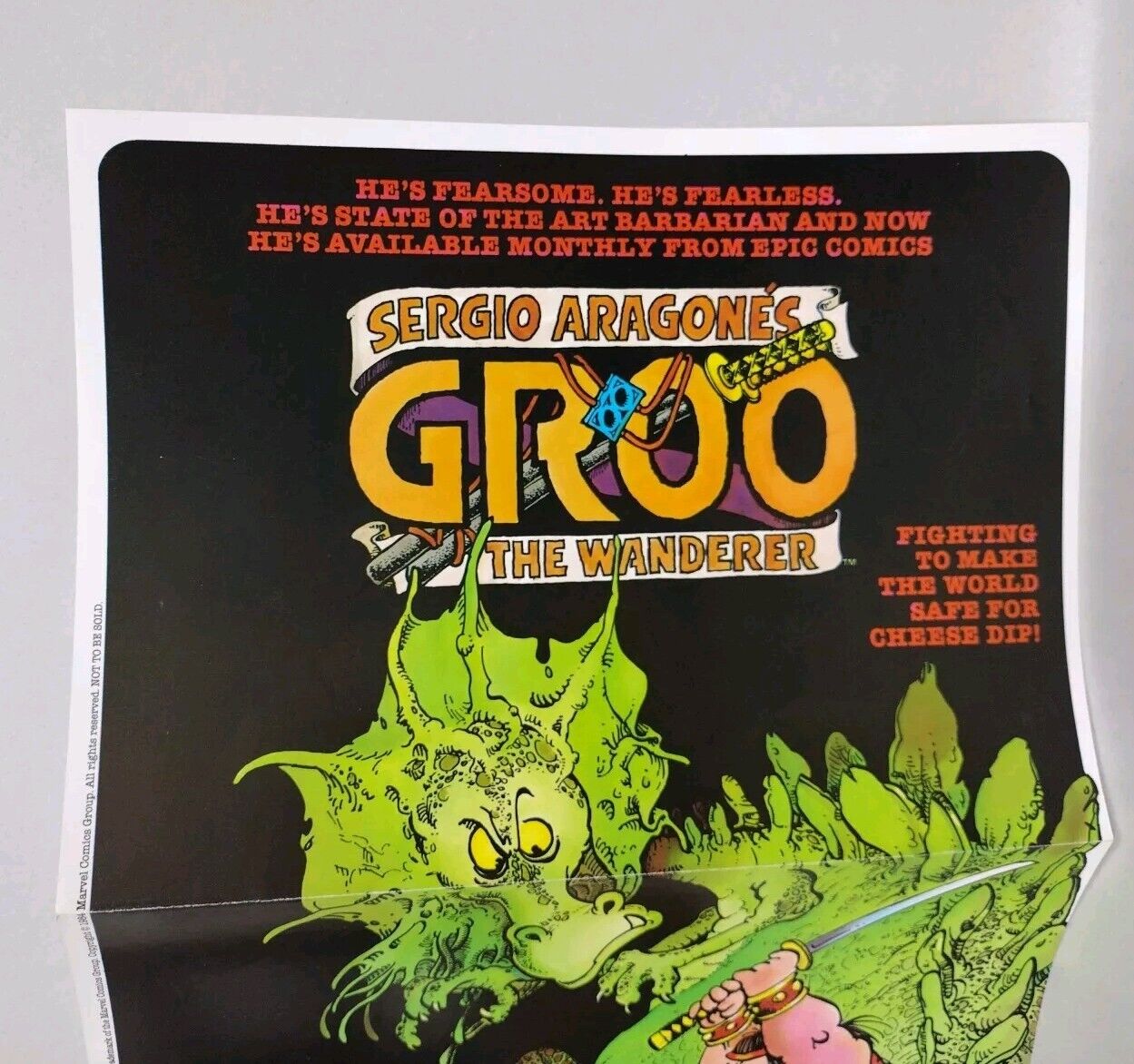 Sergio Aragone's GROO The Wanderer (1984) Epic Comics Retailer Poster Folded