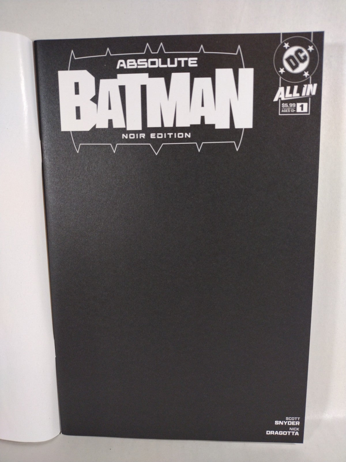 ABSOLUTE BATMAN Noir Edition #1 (2025) DC Comic Black Blank Sketch Cover NM
